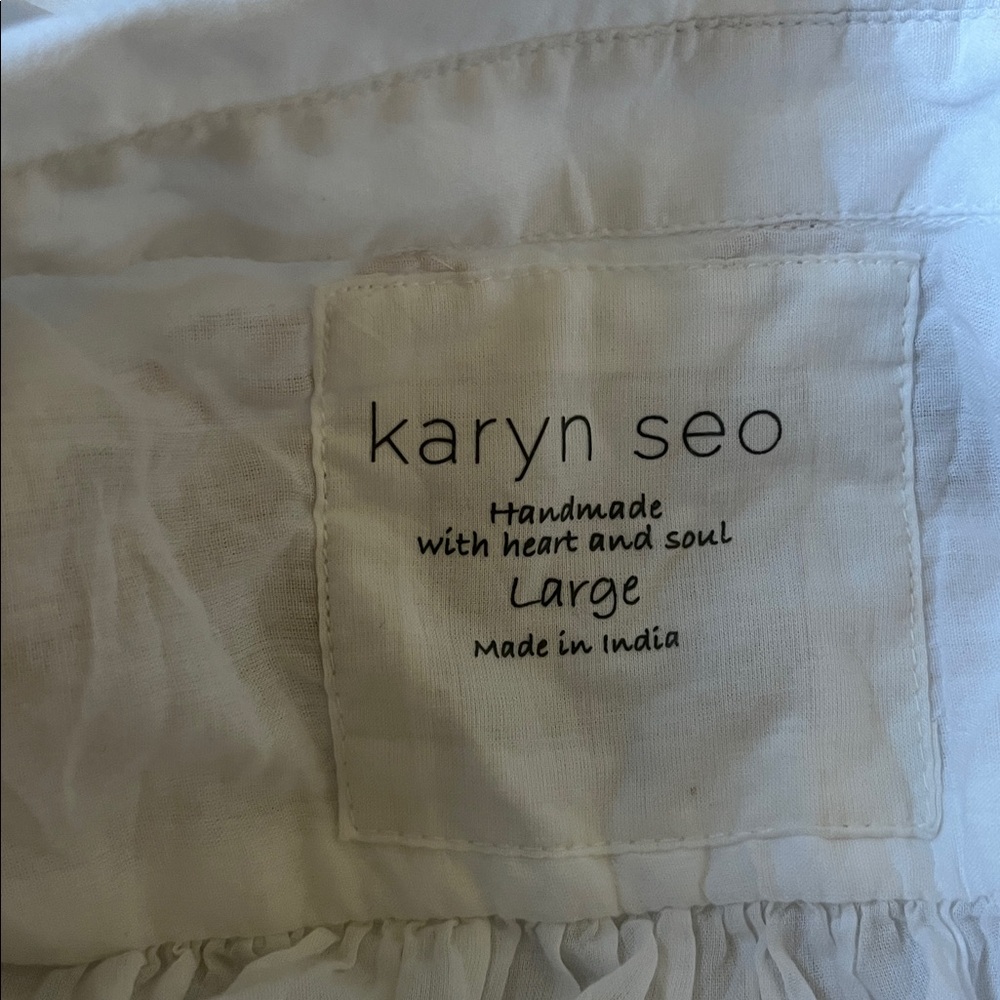 Karyn Seo Anni Cotton Embroidered Point Collar Short Sleeve Blouse - Picture 11 of 14